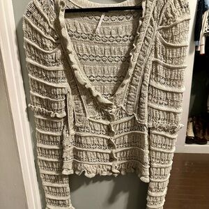 Free People Gray Textured Cardigan Size S/P